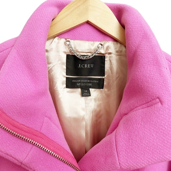 J. Crew Cocoon Coat Wool Italian Stadium Cloth Nello Gori Pink - Picture 5 of 7